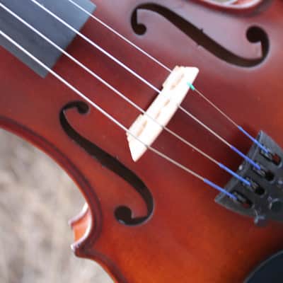 John Juzek 85 Violin Outfit with Case and Bow 4/4 size - Shaded Amber/Tobacco Brown Matte image 5