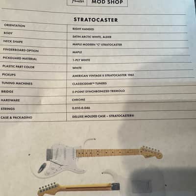 Fender USA Mod Shop Stratocaster, 2023~4, Satin Arctic White, American Vintage '61 Pickups, Modern C Neck, KIller set up, Maple Neck and Deluxe Molded Case! You'll love this first strum! image 9