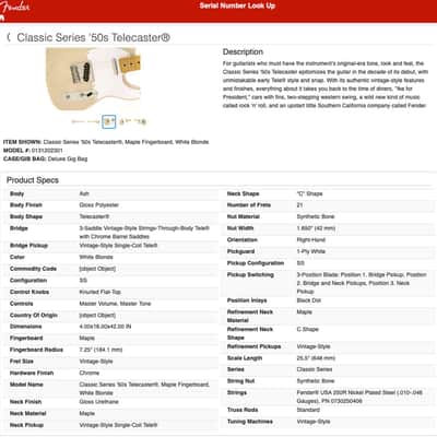 Fender Classic Series '50s Telecaster 1999 - White Blonde image 21