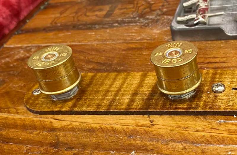 Walla Walla Guitar Company BRASS Guitar Knobs WINCHESTER 12 Gauge Shotgun Shell (2) [SOLID SHAFT] image 1
