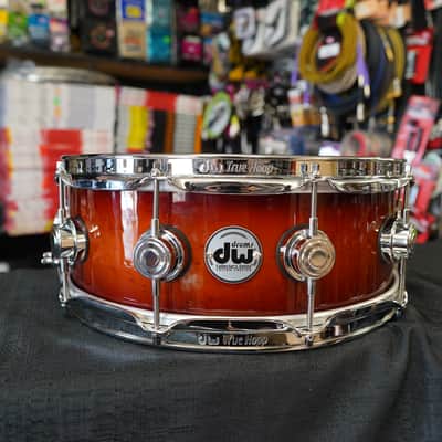 DW USA Collectors Exotic Series 5.5x14" Super Solid 1PC. Maple Snare Drum - Tobacco Burst Lacquer image 10