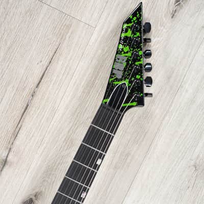 ESP USA Horizon-II Left-Handed Guitar, Ebony Fretboard, EMG 57 / 66 Pickups, Alien Blood Splatter image 9