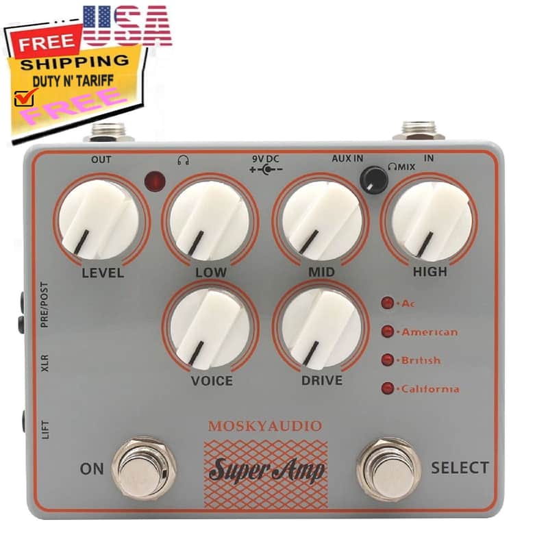 Mosky Super AMP 4 AMP's IN ONE Speaker Simulation Guitar Effect Pedal XLR AUX IN image 1
