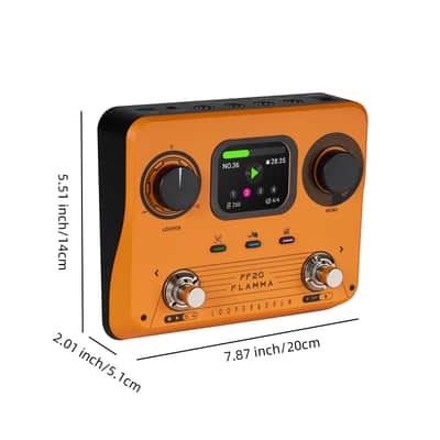 FLAMMA FF20 Looper Pedal Drum Machine Drum Looper Guitar Pedal with Screen 300 Min Recording 220 Drum Grooves 100 Loop Slots Time Stretch Auto Record USB & Headphone Out for Guitar and Bass Orange image 2