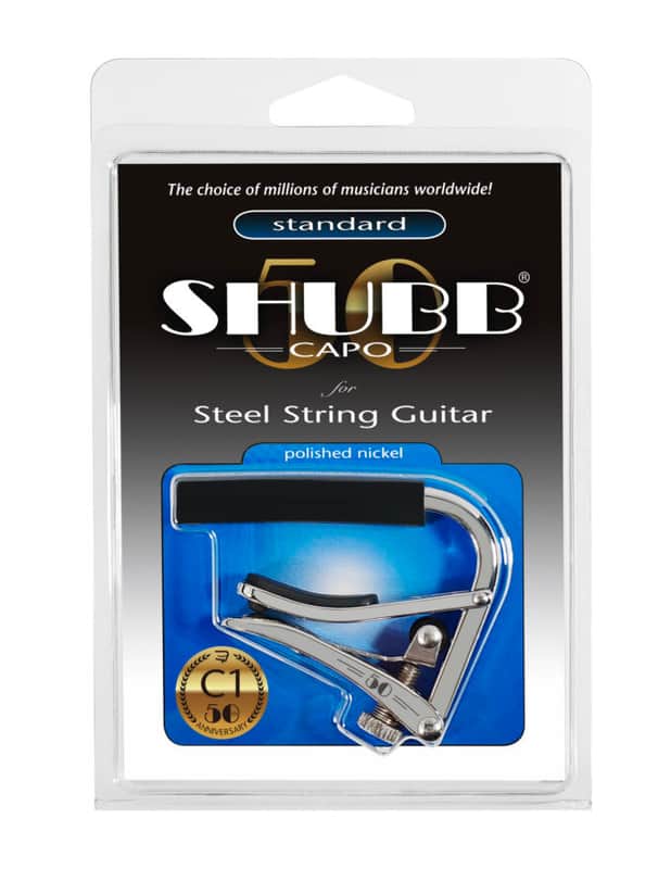 Shubb Standard Capo C1 – Polished Nickel for Steel-String Guitar image 1