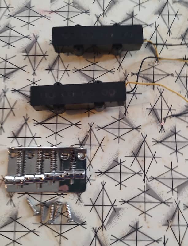 Squier Jazz Bass Pickups and Bridge image 1