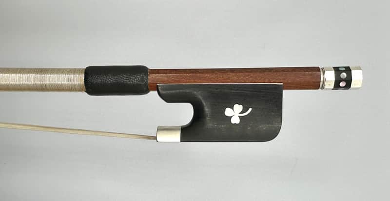 Shamrock design- silver mounted 4/4 cello bow image 1