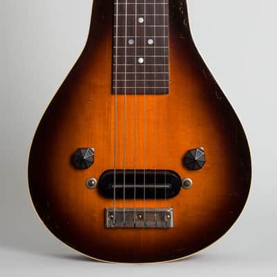Recording King Roy Smeck Model AB104 Lap Steel Electric Guitar, made by Gibson (1938), ser. #DWE-614, original tweed hard shell case. image 3