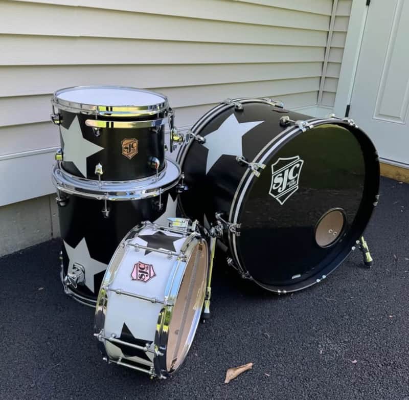 2024 SJC USA Maple Custom Shop Black Onyx with White Stars Drum Kit 14x6.5, 24x16, 13x9, 16x16 image 1