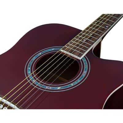 Washburn WA90CE Dreadnought Acoustic-Electric Guitar Regular Wine Red image 8
