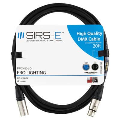 SIRS-E® 20ft DMX 5 Pin XLR High Quality Flexible Lighting Cable, Made in USA image 1