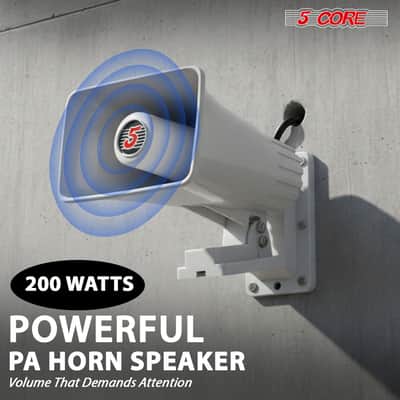 5 Core 6 Inch PA Horn 200W Loud Speaker 8Pcs Bull Horn Loud Audio 8Ohm All Weather Indoor Outdoor Use Bracket and Hardware Included - HW 405 WH 8PCS image 3