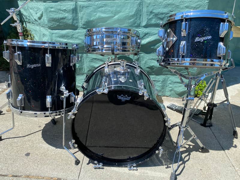 Incredible Looking & Sounding Rare Rogers 18” Bass Drum Kit  1960’s - Rainbow Sparkle Drum Set Holy Grail of Jazz Kits! 18-14-12 image 1