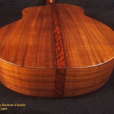 Handcrafted 5 String Baritone Ukulele, Curly Hawaiian Koa, Maple Leaf Inlay, Soft-bag, Bruce Wei UKB19-2009 image 10