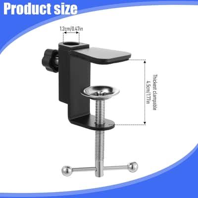 Metal Desk Clamp, 2 in 1 Table Mount Clamp Black C-Clamp Mic Desk Clamps Mount Holder with Adjustable Screw for Microphone Suspension Boom Scissor Arm Stand Holder, Black image 2