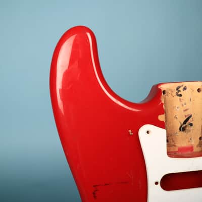 1994 Squier Stratocaster Ferrari Red Guitar Body w/ Pickguard image 2