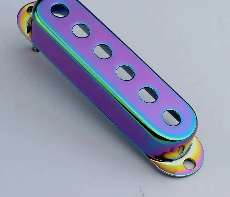 Single Coil Strat Style Guitar Pickup Cover in Rainbow Finish, 52MM Spacing image 1