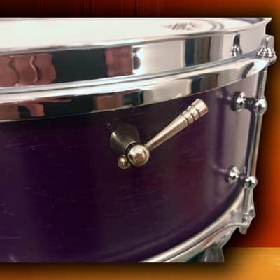 Ludwig  Pre-serial No. 491 Pioneer 5x14" 6-Lug  Snare w/ Keystone Badge, in Purple (refinished) image 7