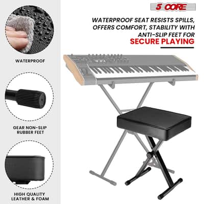 5 Core Keyboard Bench 3 Inch Padded Piano Stool Adjustable 20.5" Guitar Seat Heavy Duty Portable image 6