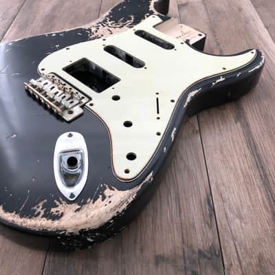 FRANCHIN Mercury guitar body Heavy Relic Aged Black 100% Nitro Lacquer HSS Poplar Stratocaster-Strat-S-Style Made in Italy - Stock piece #23450926 image 7