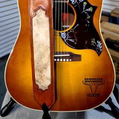 The Prairie Gold - Handcrafted Full-Grain Leather Guitar Strap with Hair-on Cowhide image 3