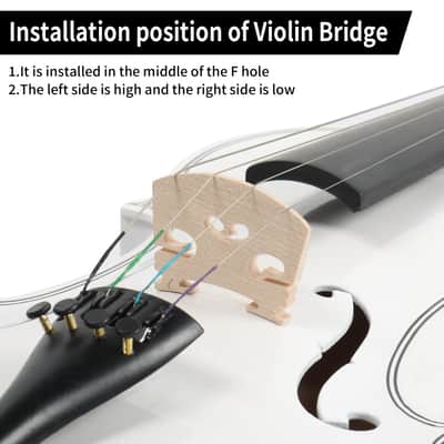 🎅🎄 For Pros and Beginners! Arctic White Violin +Case/Bag +Bow +Wax image 10
