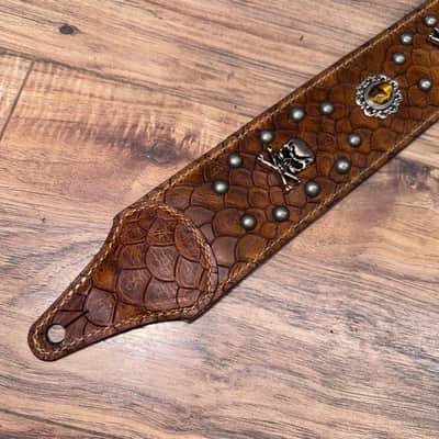 Carlino Steve Lukather TigerEye and Skull strap 2026 - Tan scale leather image 6
