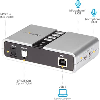 StarTech.com - ICUSBAUDIO7D - 7.1 USB Audio Adapter External Sound Card image 3