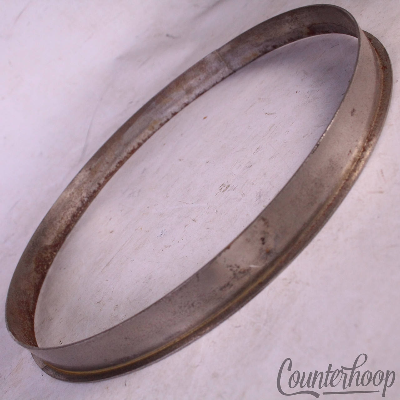 Leedy & Ludwig 18" Single-Flange Floor Tom Drum Batter Rim/Hoop Nickel-Brass NOB — main photograph