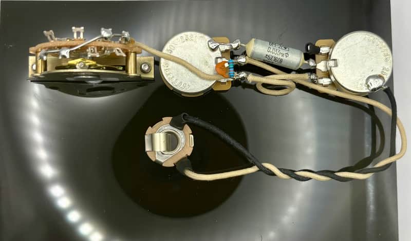 Fender Telecaster 3-way wiring harness upgrade for single coil neck and bridge pickups with 0.033uF paper in oil capacitor free treble bleed circuit image 1