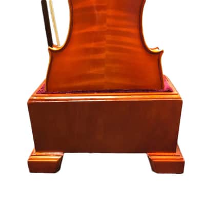 VIOLIN Stand Solid Mahogany Wood Stand w Bow Holder Velvet Plush Cushion image 2
