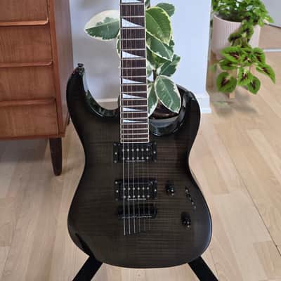 Jackson DINKY DK2 MIJ PRO SERIES Japan Translucent Black AAA Flame Top String-Through MJ Japanese Super Strat HH 2 USA Seymour Duncan Humbucker Fender Era image 9