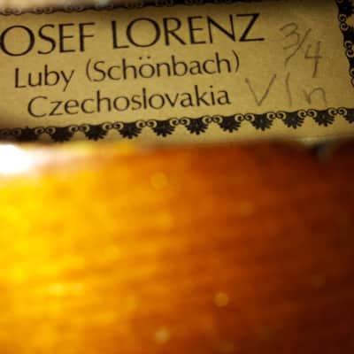 Josef Lorenz Luby Schonbach size 3/4 violin, Czech, Glasser Bow image 2