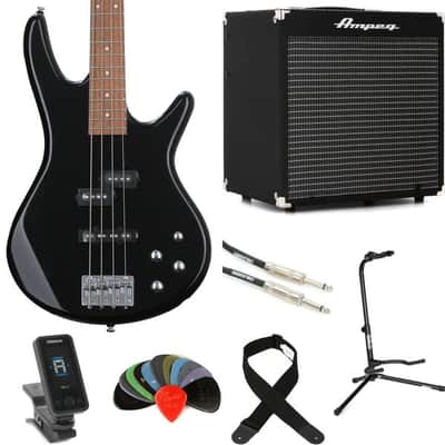 Ibanez Gio GSR200BK Bass Guitar and Ampeg Rocket Amp Essentials Bundle - Black image 3