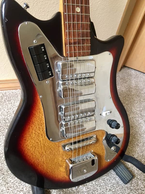RARE Melody Plus RD4V 1965 4 Pickup Sunburst Vintage Solid Body Electric Guitar image 1