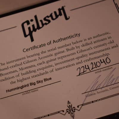 2021 Gibson Custom Shop Ltd Ed Hummingbird Acoustic-Electric Guitar | Big Sky Blue Finish W/OHSC image 2