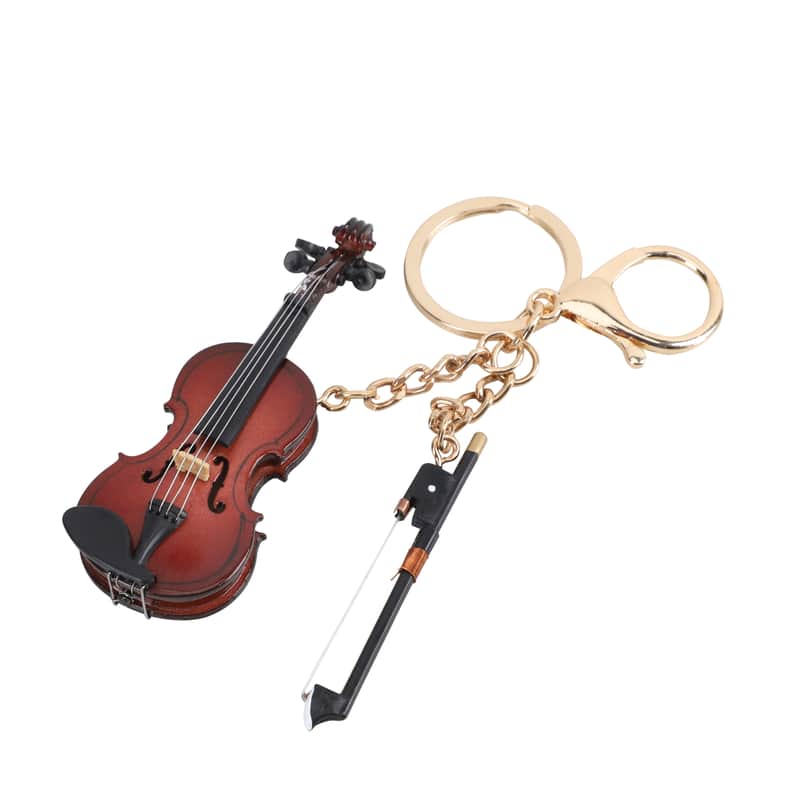 Miniature Violin Keychain,3.15 Inch Tiny Violin Model Key Ring, Musical Instrument Gift for Violinists, Music Teachers image 1