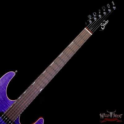Suhr Custom Set Neck Modern HSS Flame Maple Top SSCII System Blower Switch 24 Stainless Steel Jumbo Frets Trans Purple 6.95 LBS image 4