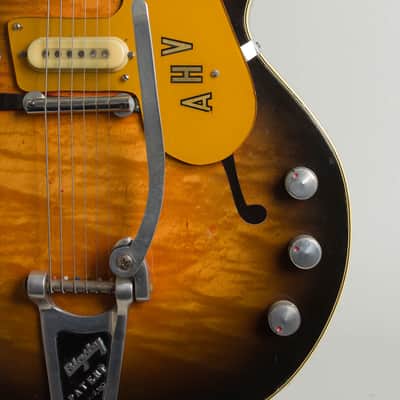 Mosrite /Gretsch Country Gentleman Custom Thinline Hollow Body Electric Guitar, c. 1959, period black hard shell case. image 12