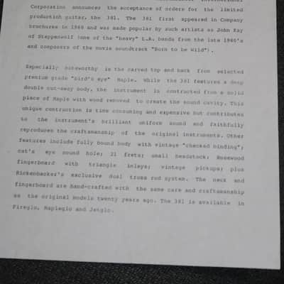 Vintage Rickenbacker Catalog & Press Release - No Tariffs image 2