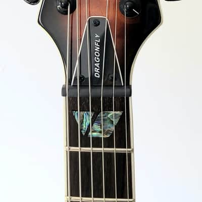 Fernandes Dragonfly Custom Elite Sunburst DC DoubleCut 24 Frets, Abalone EMG's image 5