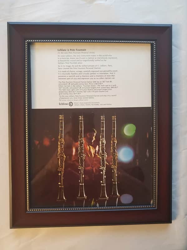 1965 Leblanc Woodwinds Color Promotional Ad Framed Pete Fountain Clarinets Original image 1