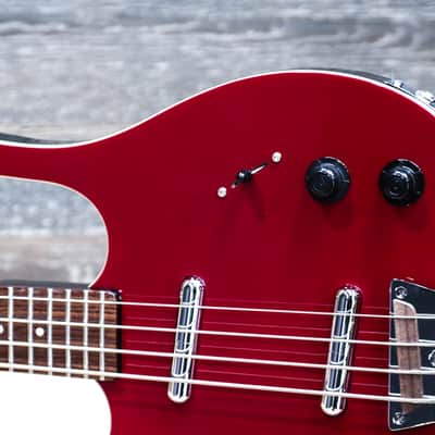Danelectro '58 Longhorn Bass Red Hot Semi-Hollow Body 4-String Electric Bass image 7