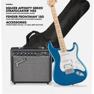 Fender Squier Affinity Series Stratocaster HSS Lake Placid Blue Electric Guitar Pack image 3