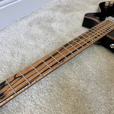 Forshage Single Cut Style - Piano Black with Pale Moon Ebony Board, Flame Maple Binding image 8