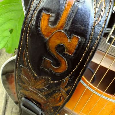 Well-Hung "The Gunfighter"  Hand-Carved / Tooled Leather Cowboy Grunge guitar strap, padded image 11