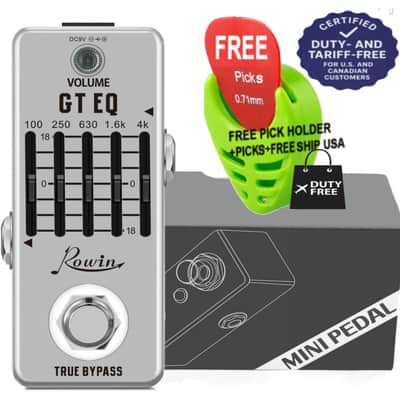 Rowin Guitar Equalizer Pedal 5-band Graphic EQ Frequency Compensator ±18dB Range LEF-317A, FREE PICKS + HOLDER+ FREE SHIP USA image 4