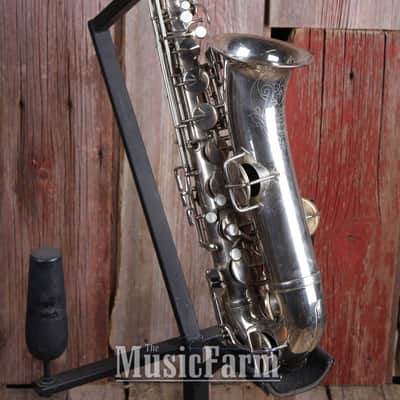 H N White King Vintage 1920s C Melody Saxophone Silver Made in the USA image 18