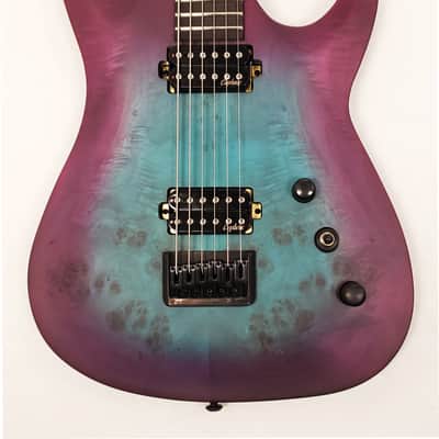 Agile 6 String 30" Scale Baritone Septor Elite 630 Blue Purple Burl Electric Guitar image 2