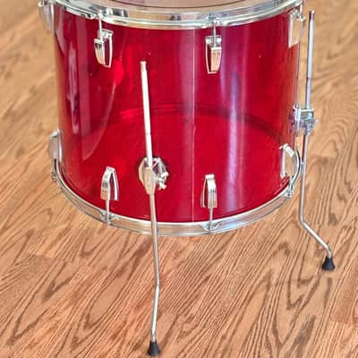 Vintage 70's Ludwig Vistalite 18" Floor Tom Red Acrylic for Drum Set Kit 1970's image 6